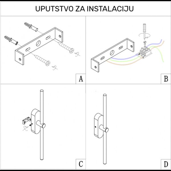 VESTA 654 ZIDNA LAMPA LED 8W 3000K CRNA/ZLATO